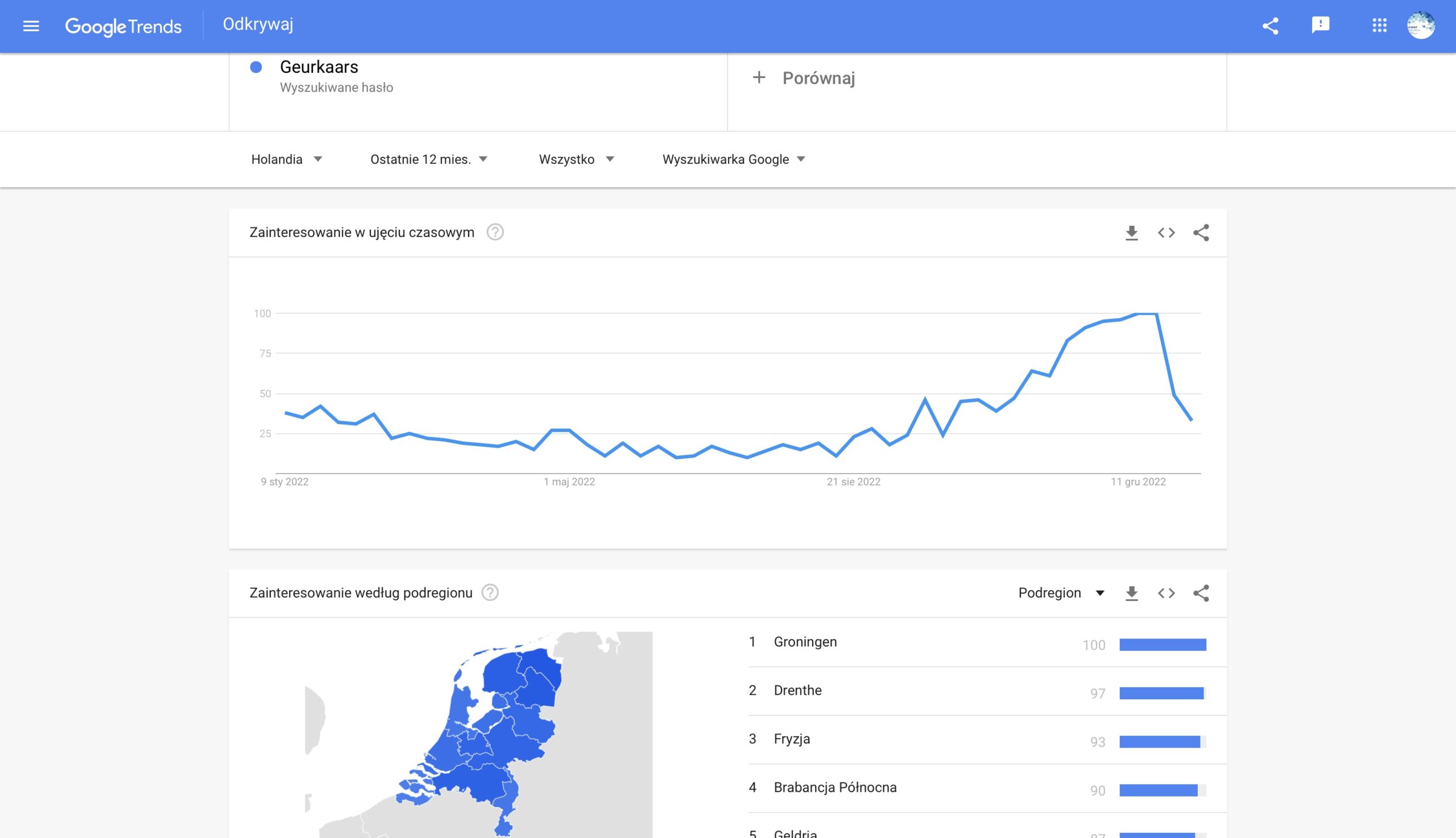 sklep internetowy holandia - google trends